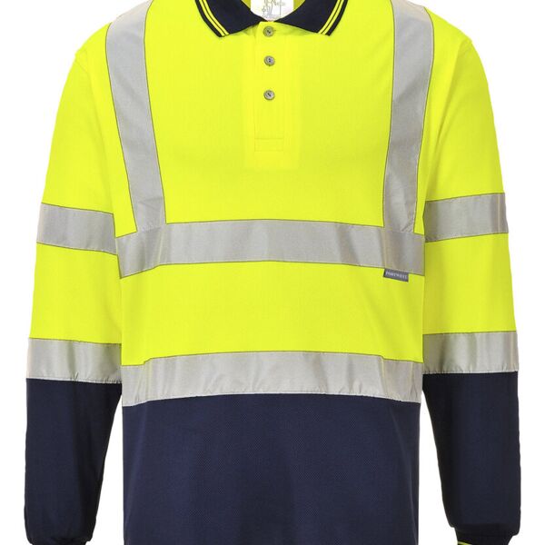 Hi-vis two-tone long sleeve polo shirt (S279) Thumbnail